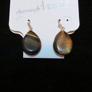 Pair of tigers eye pierced earrings new